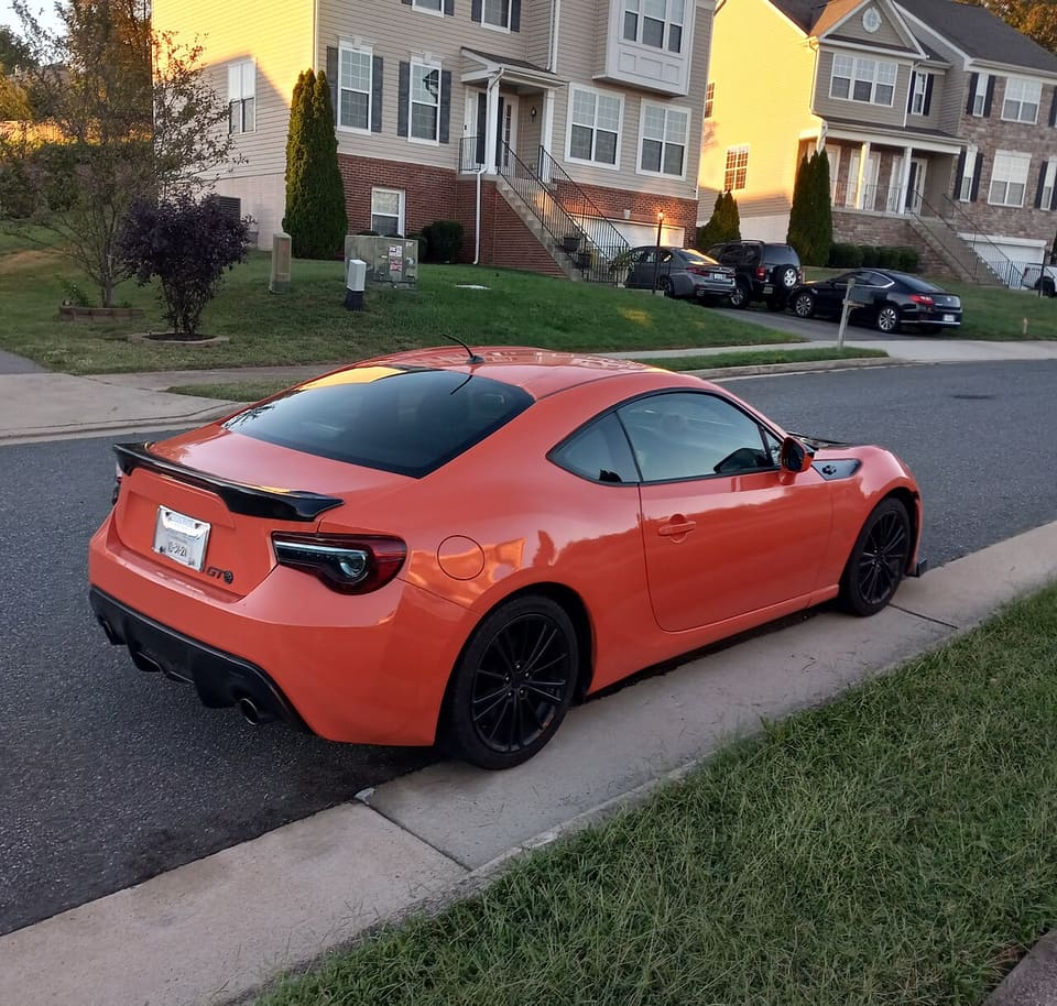 Red Scion FR-S sports car, 2012-2016 generation